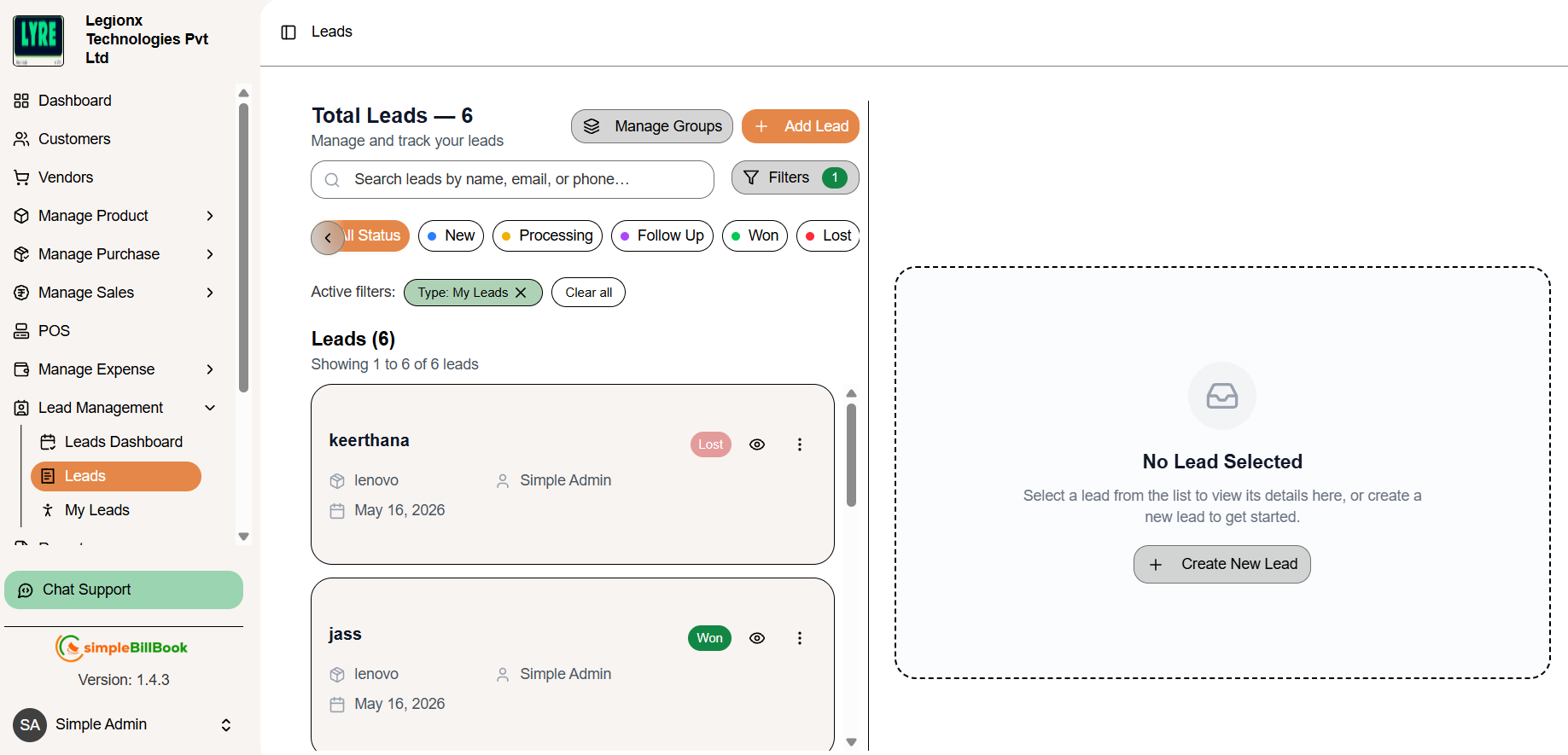 Leads List View