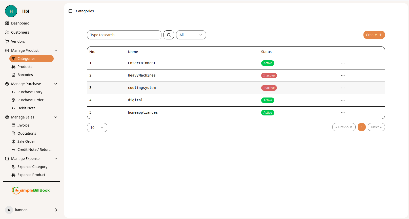 வகைகள் பட்டியல் காட்சி