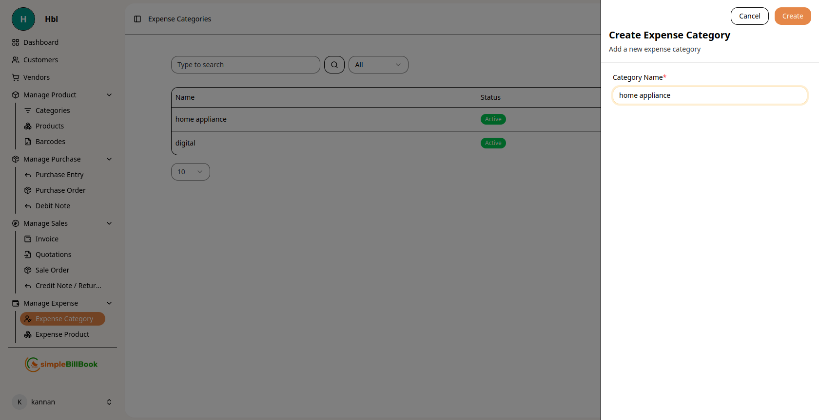 செலவு வகை உருவாக்க படிவம்
