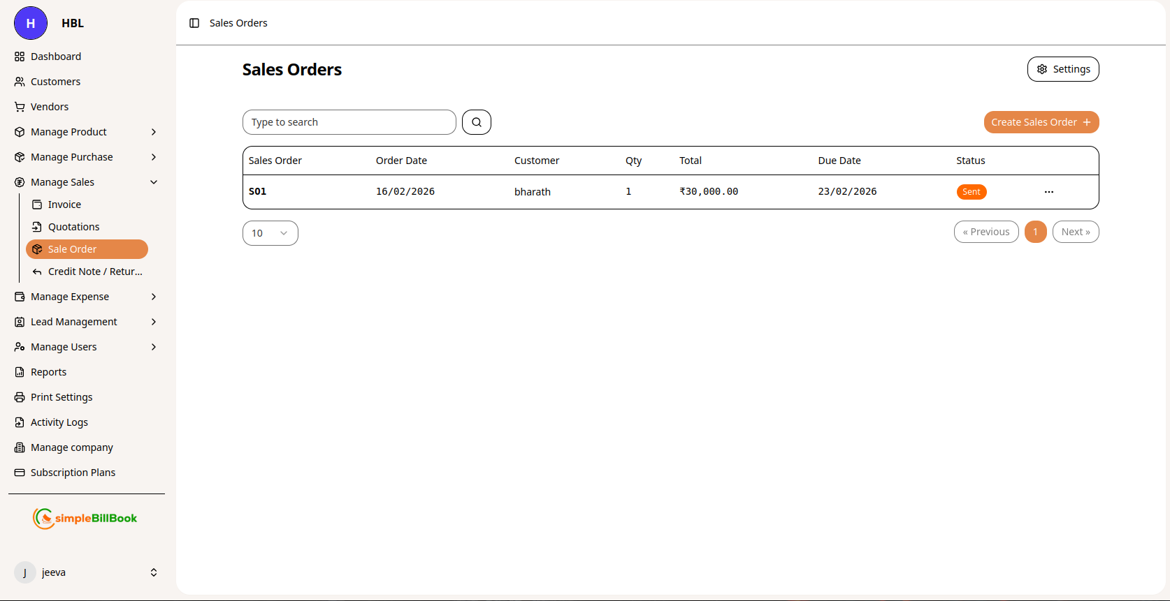 விற்பனை ஆர்டர்கள் பட்டியல்